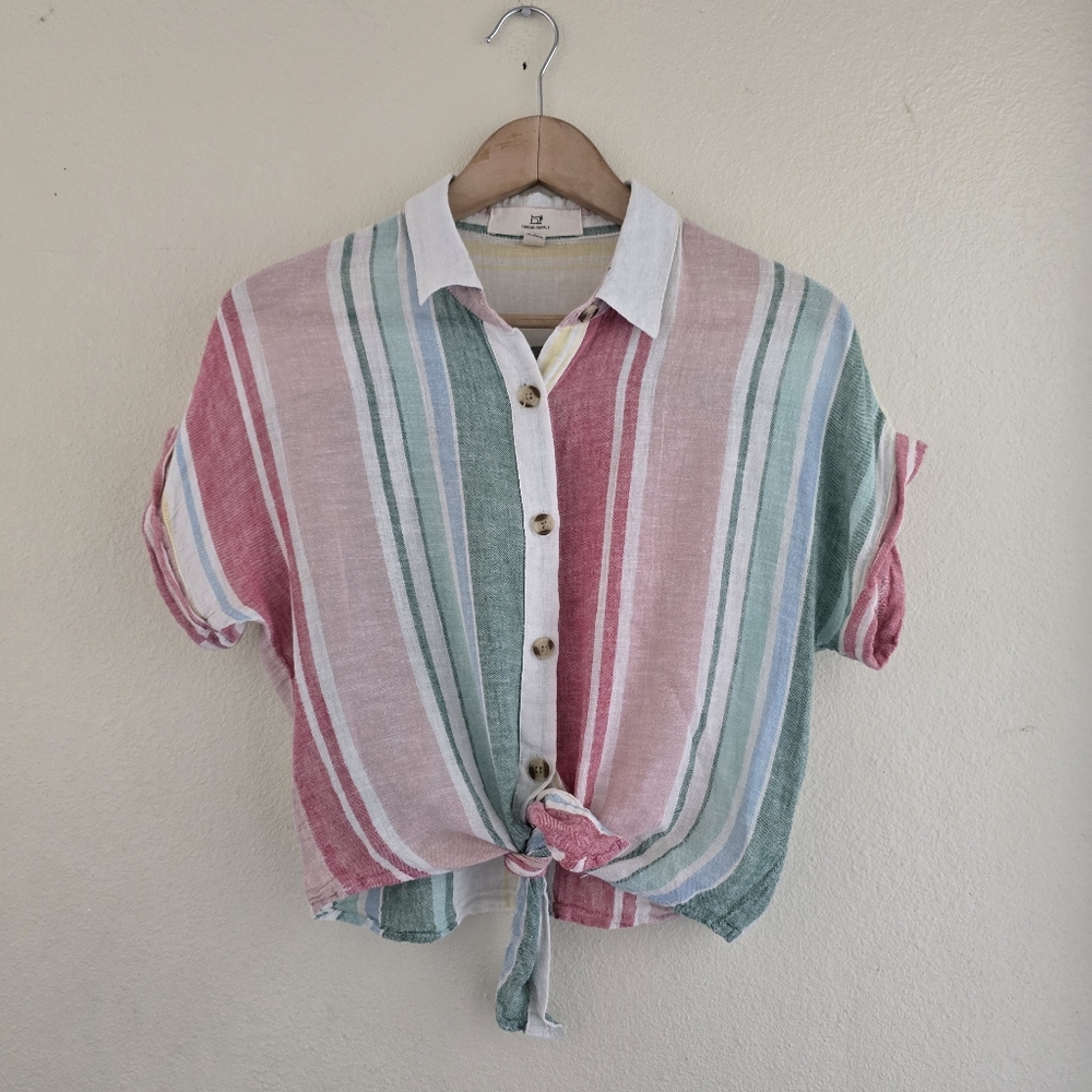 Thread + Supply Button-Down Crop Shirt S